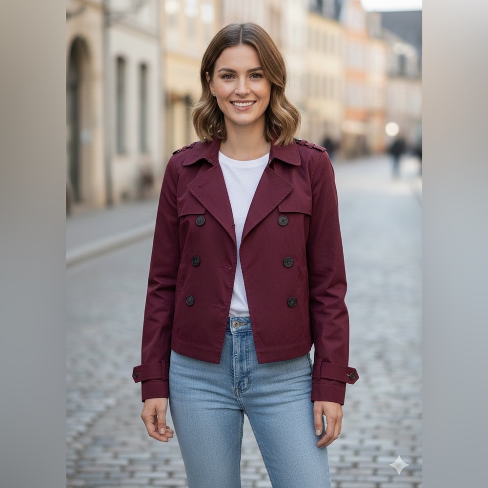 Banana Republic women’s size small burgundy shorter pea coat